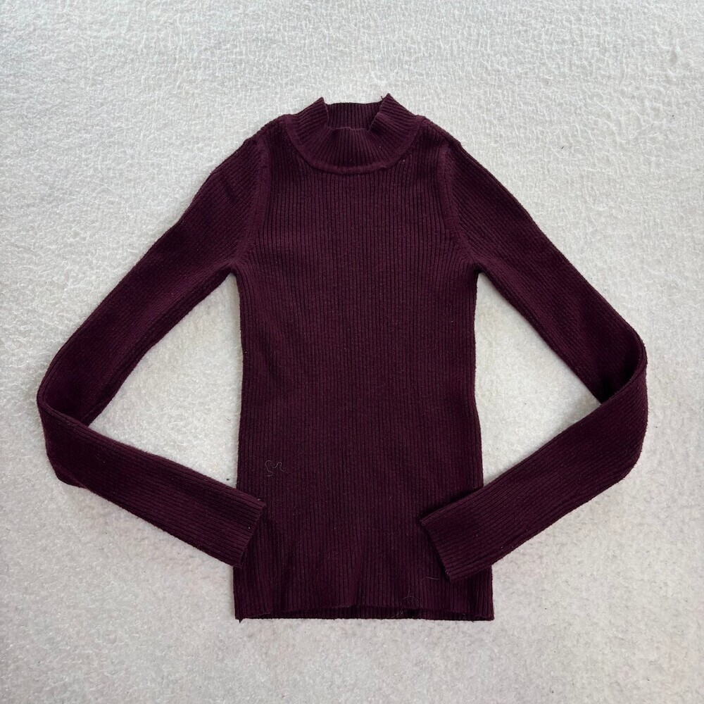 American Eagle Burgundy Ribbed Mock-neck Sweater Top Bella Swan Size XS
